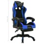 Silla gaming con luces LED RGB cuero sintético azul y negro