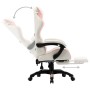 Silla gaming con reposapiés cuero sintético rosa y blanco