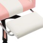 Silla gaming con reposapiés cuero sintético rosa y blanco