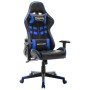 Silla de gaming de cuero sintético negro y azul