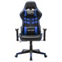 Silla de gaming de cuero sintético negro y azul