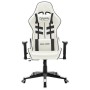 Silla de gaming de cuero sintético blanco y negro