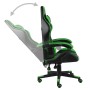 Silla gaming de cuero sintético negro y verde