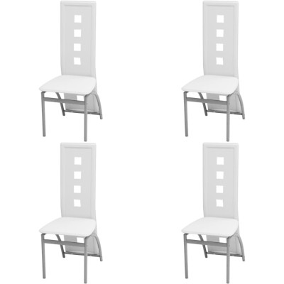 Sillas de comedor 4 unidades cuero sintético blanco