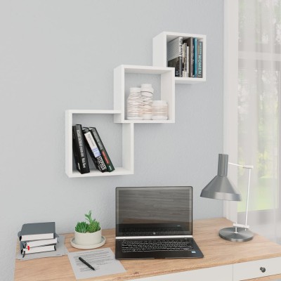 Estante de pared de cubo de madera contrachapada 68x15x68 cm