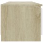 Mueble de TV madera contrachapada blanco y roble 140x40x35,5 cm