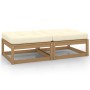 Taburetes de jardín con cojines 2 uds madera pino marrón miel