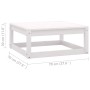 Taburetes de jardín con cojines blanco 2 uds madera maciza pino