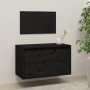 Armario de pared madera maciza de pino negro 60x30x35 cm