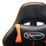 Silla de gaming con reposapiés cuero sintético negro y naranja