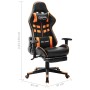 Silla de gaming con reposapiés cuero sintético negro y naranja