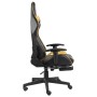 Silla gaming giratoria con reposapiés PVC dorado