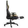 Silla gaming giratoria con reposapiés PVC dorado