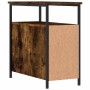 Mesita de noche madera de ingeniería roble ahumado 30x60x60 cm