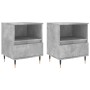 Mesitas noche 2 uds madera ingeniería gris hormigón 40x35x50 cm