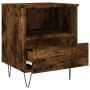 Mesita de noche madera de ingeniería roble ahumado 40x35x50 cm