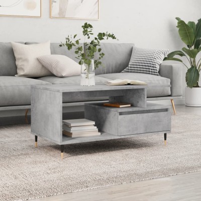 Mesa de centro madera contrachapada gris hormigón 90x49x45 cm