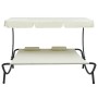 Tumbona de exterior con dosel y almohadas blanco crema