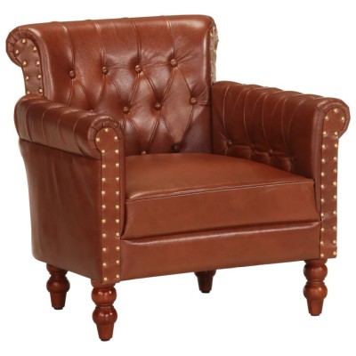 Sillón de cuero auténtico de cabra marrón