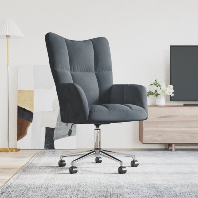 Sillón de relax de terciopelo gris oscuro