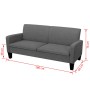 Sofá de 3 plazas 180x65x76 cm gris oscuro