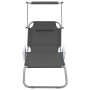 Tumbona plegable con toldo y ruedas acero gris