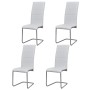 Sillas de comedor voladizas 4 unidades de tela blanca