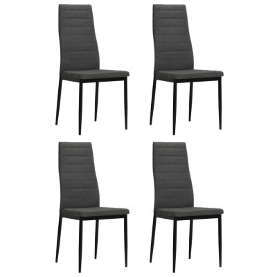 Sillas de comedor 4 uds madera maciza de caucho y tela gris