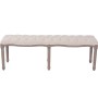 Banco de madera maciza y lino blanco crema 150x40x48 cm
