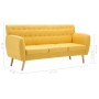 Sofá de 3 plazas tapizado de tela amarillo 172x70x82 cm