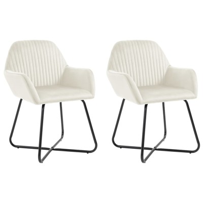 Sillas de comedor 2 unidades terciopelo crema