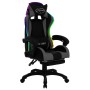 Silla gaming con luces LED RGB cuero sintético gris y negro