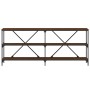 Mesa consola hierro madera ingeniería roble marrón 180x30x75 cm