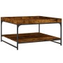 Mesa de centro madera ingeniería y hierro roble humo 80x80x45cm