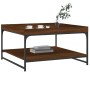 Mesa centro madera ingeniería y hierro roble marrón 80x80x45 cm