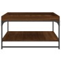 Mesa centro madera ingeniería y hierro roble marrón 80x80x45 cm