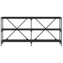 Mesa consola hierro y madera de ingeniería negro 160x30x75 cm