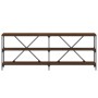 Mesa consola hierro madera ingeniería roble marrón 200x30x75 cm