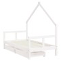 Estructura cama infantil y cajones madera pino blanco 80x160 cm