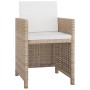 Set comedor de jardín 9 piezas y cojines ratán sintético beige
