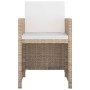 Set comedor de jardín 9 piezas y cojines ratán sintético beige