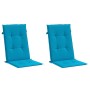Cojín silla de jardín respaldo alto 2 uds tela azul 120x50x3 cm