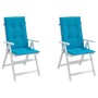 Cojín silla de jardín respaldo alto 2 uds tela azul 120x50x3 cm