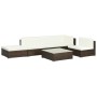 Set muebles de jardín 6 piezas y cojines ratán sintético marrón