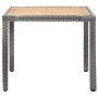 Set de comedor para jardín 5 pzas cojines ratán sintético gris