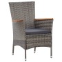 Set de comedor para jardín 5 pzas cojines ratán sintético gris