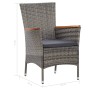 Set de comedor para jardín 5 pzas cojines ratán sintético gris