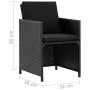 Set comedor de jardín 9 piezas y cojines ratán sintético negro