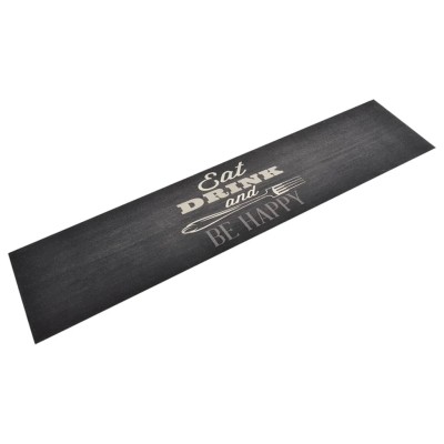 Alfombra de cocina lavable terciopelo negro 60x300 cm