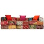 Puf modular de 3 plazas de tela patchwork